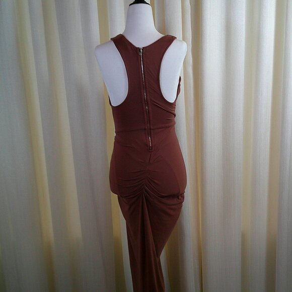 Revamped Ruched Rust Drape Maxi Dress in size S - Picture 5 of 6